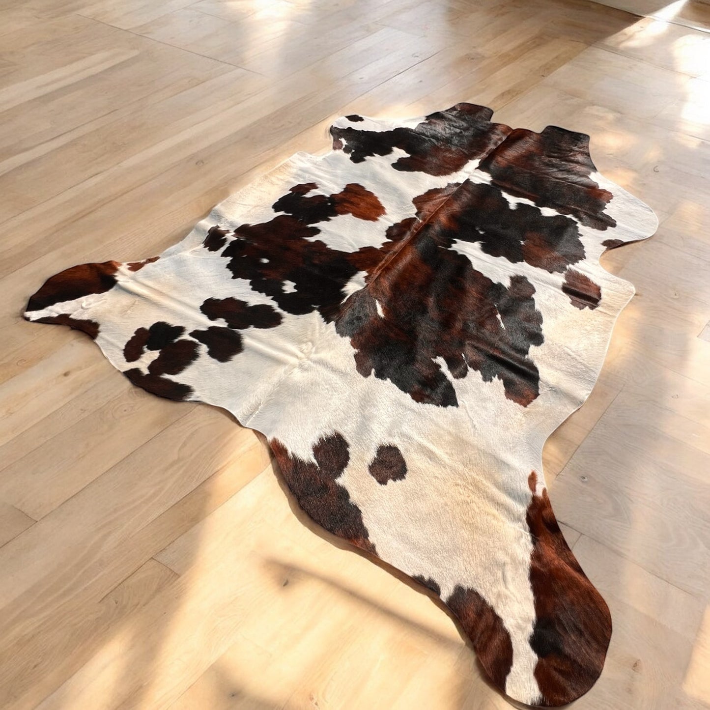 Tricolor Kuhfell Echtleder Teppich XL