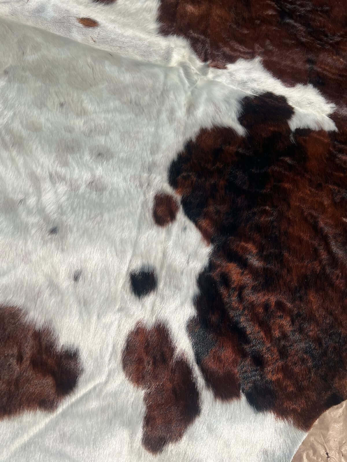 Tricolor Kuh Echtleder Teppich XL