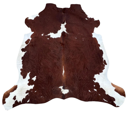 Genuine Cowhide Rug Brown and White |230 x 190cm Large Natural Cow Skin Carpet | Authentic Leather Rug for Living Room, Rustic & Modern Decor | Premium Quality by CuernopielDeco