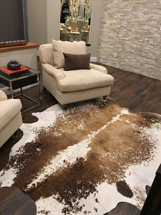 donde colocar una alfombra de piel de vaca